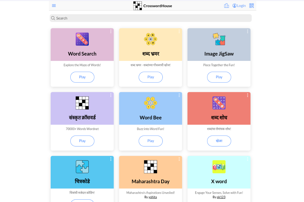 CrosswordHouse : Smart Puzzle Games Platform
